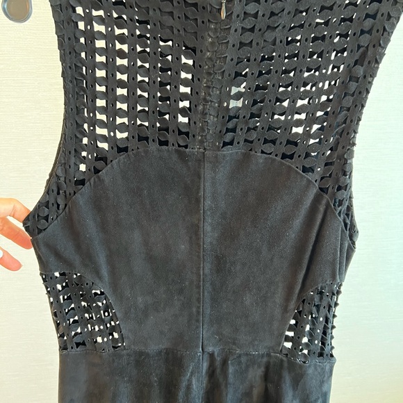 NEW with defect Fancy James Black Women Leather Suede Sleeveless Jumpsuit Size M - Picture 5 of 16